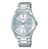 Casio MTP-1183A-7ADF quartz watch with 38.5mm stainless steel case, silver sunray dial with date window, and polished steel bracelet