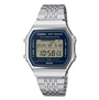 Casio ABL-100WE-2ADF Vintage Step Tracker digital watch with blue dial and stainless steel bracelet on square case