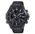 Casio EDIFICE ECB-30DC-1ADF black dial watch with orange accents on black IP steel bracelet
