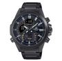 Casio EDIFICE ECB-30DC-1ADF black dial watch with orange accents on black IP steel bracelet