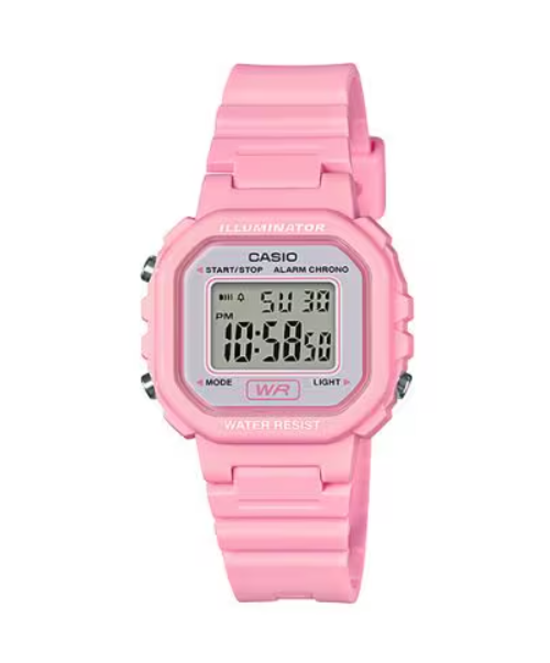 Casio LA-20WH-4A1 square digital watch with grey dial and resin strap