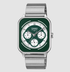 Casio MTP-M307D-3B square steel watch with green dial and three sub-dials