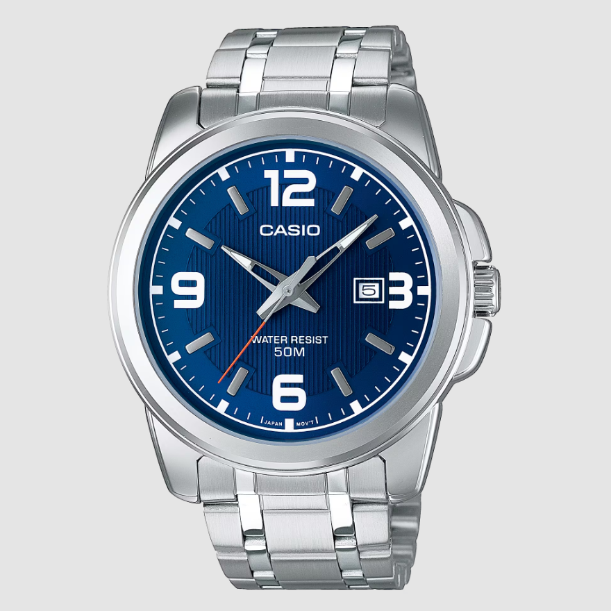 Casio Quartz 44.9mm Blue Dial Steel Bracelet Watch – Cassims & Co.