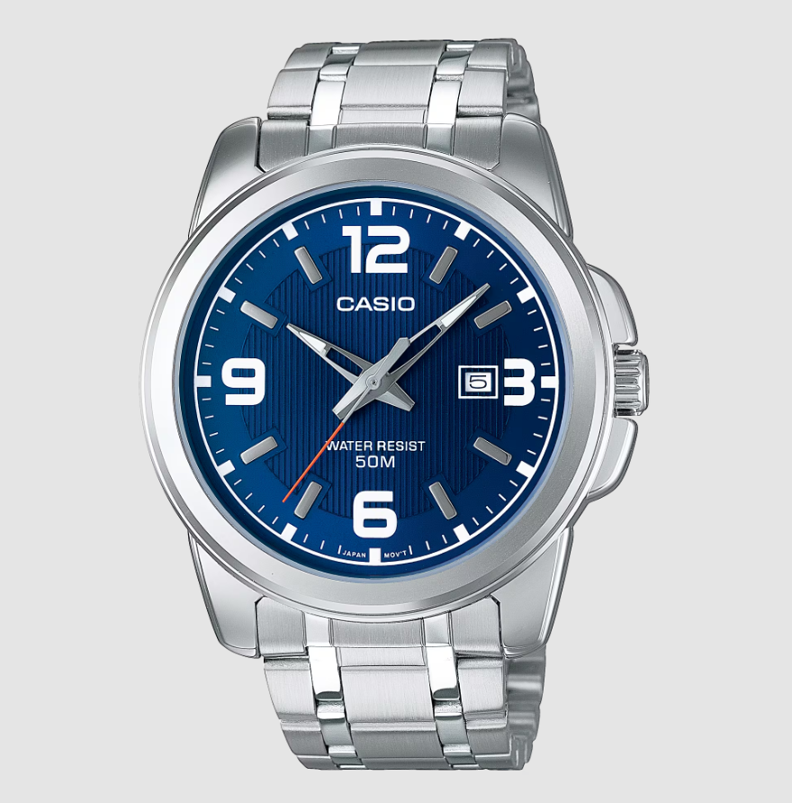 Casio Quartz 44.9mm Blue Dial Steel Bracelet Watch – Cassims & Co.