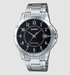 Casio MTP-V004D-1B watch with black dial and stainless steel bracelet