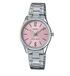 Casio LTP-V005D-4B watch with pink sunburst dial and stainless steel bracelet