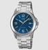 Casio MTP-1215A-2A watch with blue sunburst dial and stainless steel bracelet