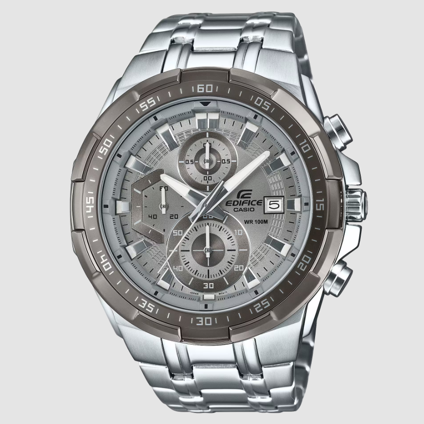 Casio EDIFICE EFR-539DE-8A chronograph with grey dial and stainless steel bracelet
