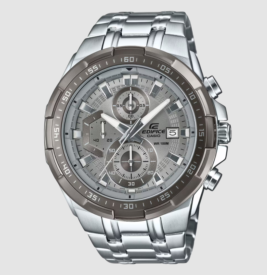 Casio EDIFICE EFR-539DE-8A chronograph with grey dial and stainless steel bracelet