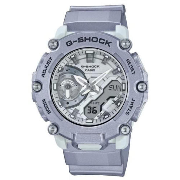Casio G-SHOCK GA-2200NC-7A with silver dial, carbon case and resin strap