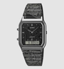 Casio VINTAGE AQ-230-EBLT-1A with black paisley dial and black IP steel bracelet