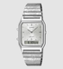 Casio AQ-230ELT-7A rectangular silver paisley dial watch on stainless steel bracelet
