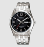 Casio MTP-1335D-1AVDF black dial watch with stainless steel bracelet and day-date window