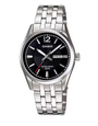 Casio LTP-1335D black textured dial watch on stainless steel bracelet with day-date window