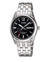 Casio LTP-1335D black textured dial watch on stainless steel bracelet with day-date window
