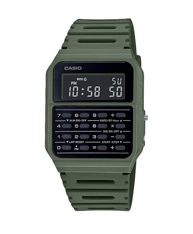 Casio Databank CA-53WF-3B Quartz Digital Calculator Watch Olive Green Resin (CA-53WF-3BDF)
