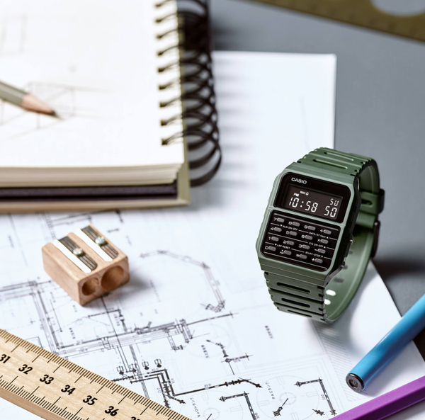 Casio Databank CA-53WF-3B Quartz Digital Calculator Watch Olive Green Resin (CA-53WF-3BDF)