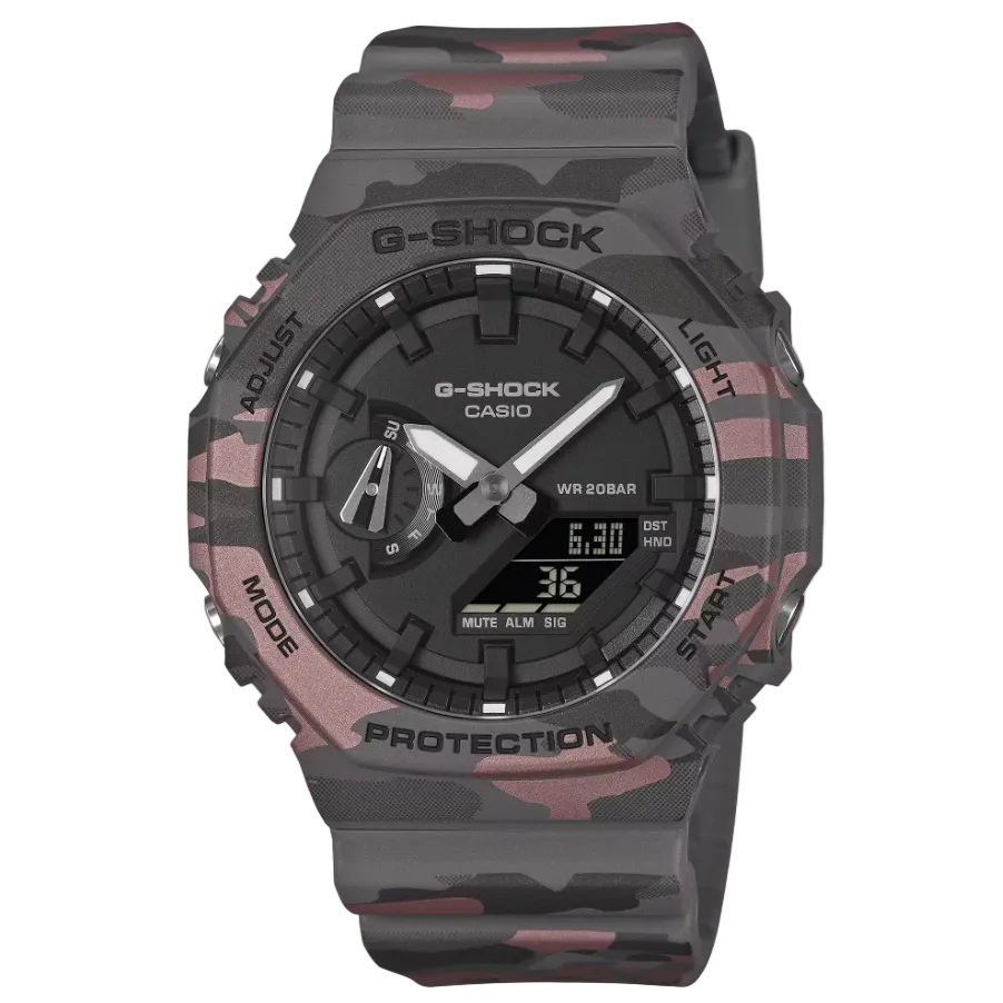 Casio G-Shock GA-2100CMD-8ADR Analog-Digital Red Camouflage Resin Watch