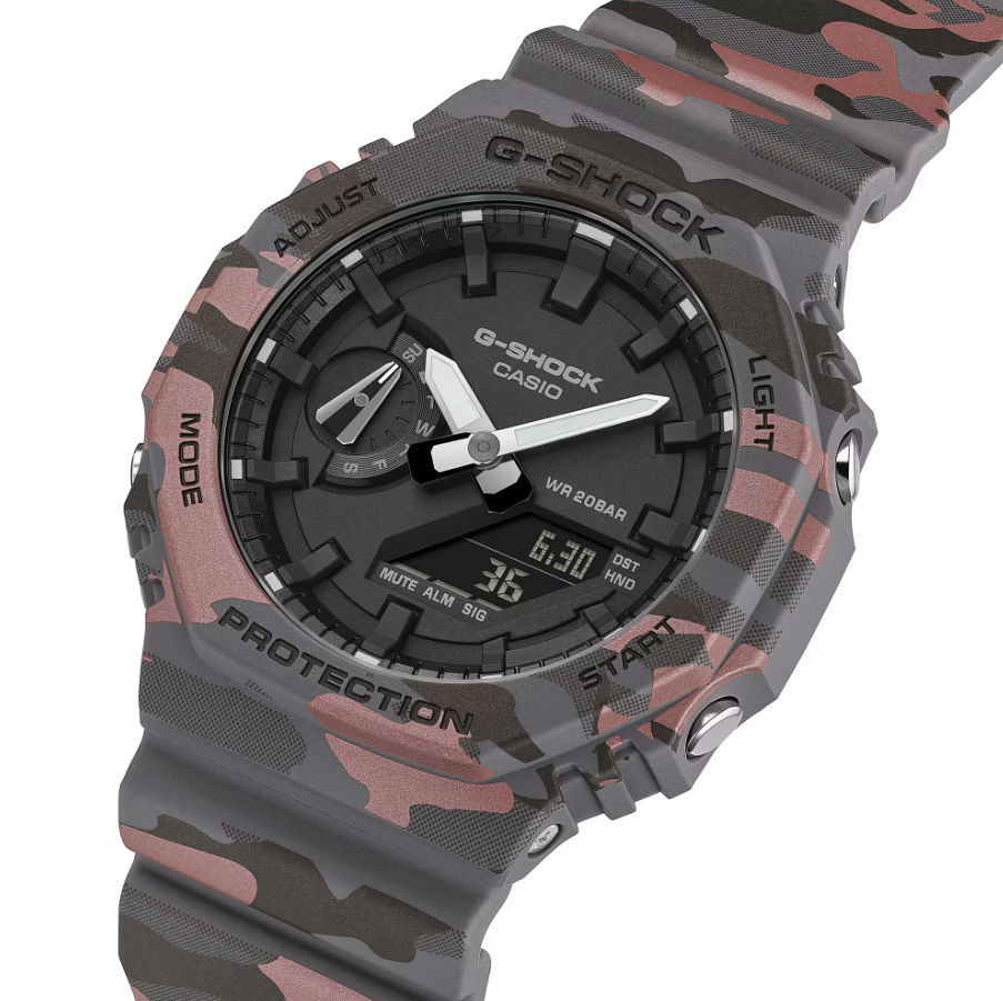 Casio G-Shock GA-2100CMD-8ADR Analog-Digital Red Camouflage Resin Watch