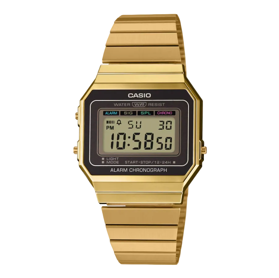 Casio Vintage A700WG-9ADF Digital Quartz Gold Ion-Plated Chronograph Watch