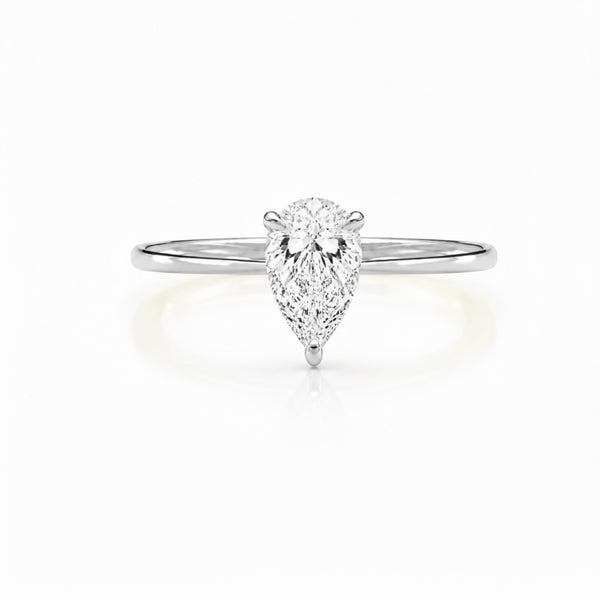 9ct white gold engagement ring with 0.50ct pear-shaped lab grown diamond in four-claw solitaire setting