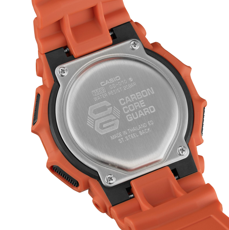Casio G-Shock GD-010 Digital Quartz Orange Resin Watch 10-Year Battery (GD-010-4DR)