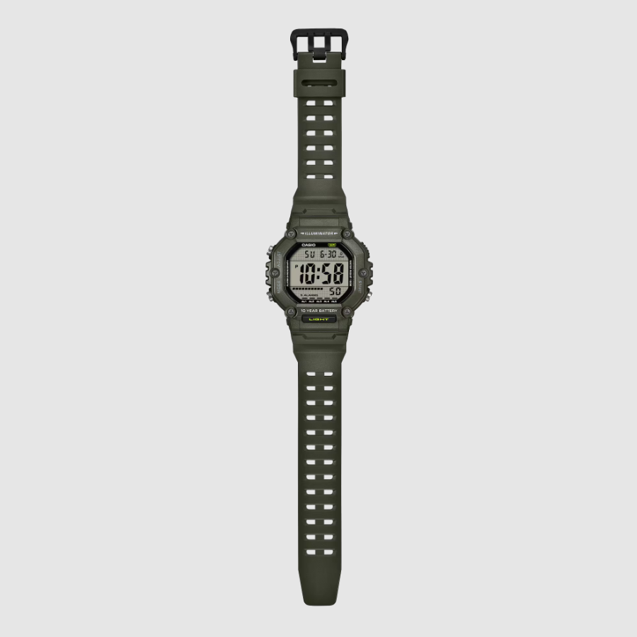 Casio AE-1600HX-3AVDF Illuminator Digital Quartz Green Resin Watch (Extra Long Strap)