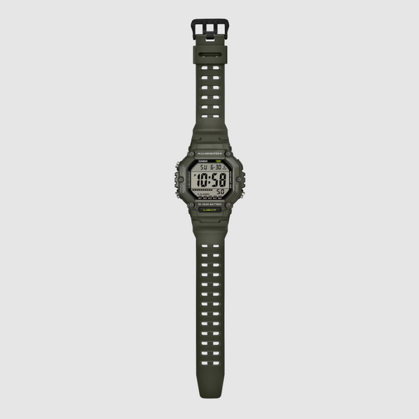 Casio AE-1600HX-3AVDF Illuminator Digital Quartz Green Resin Watch (Extra Long Strap)