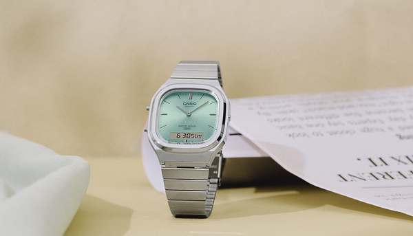 Casio AQ-240E Anadigi Quartz Dual Display Green Dial Stainless Steel Watch (AQ-240E-2ADF)