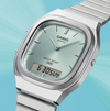 Casio AQ-240E Anadigi Quartz Dual Display Green Dial Stainless Steel Watch (AQ-240E-2ADF)