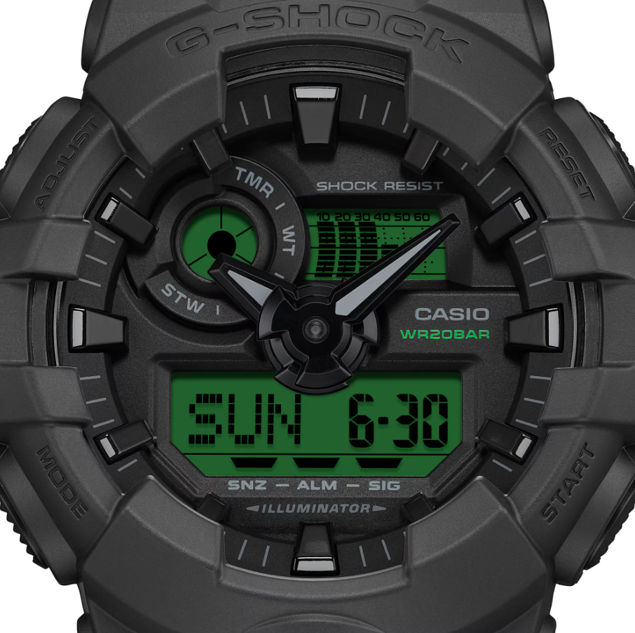 Casio G-Shock GA-700BEG-1A Quartz Ana-Digi Black Resin 200m Watch