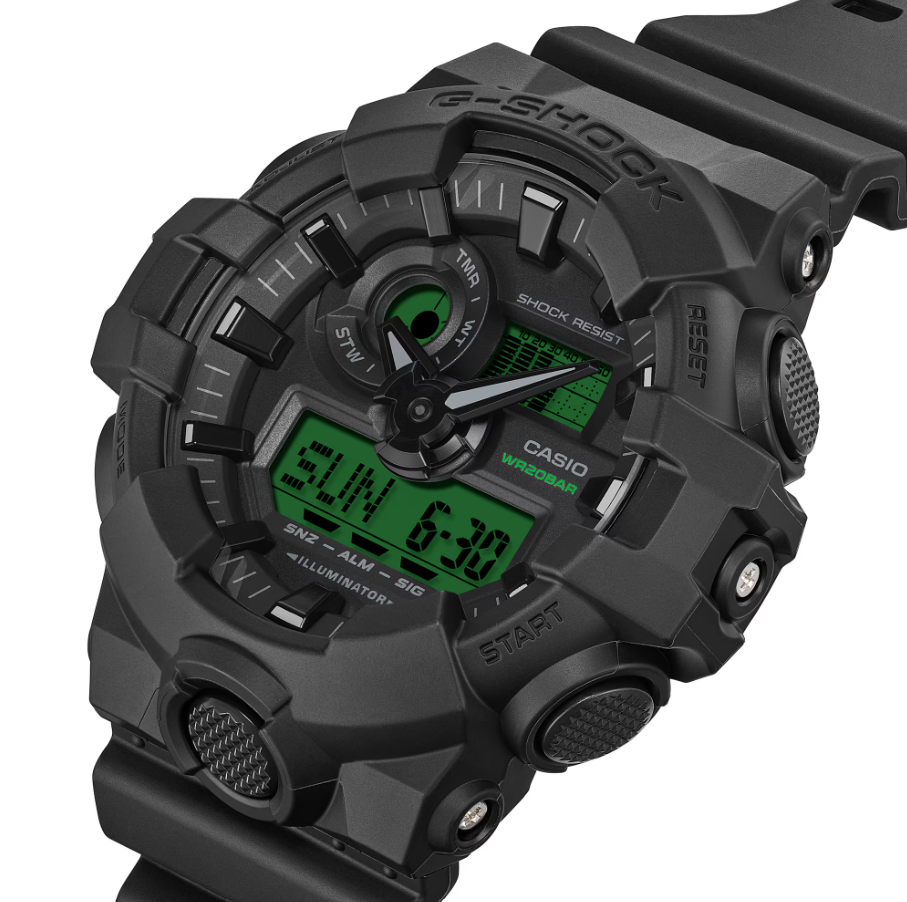 Casio G-Shock GA-700BEG-1A Quartz Ana-Digi Black Resin 200m Watch