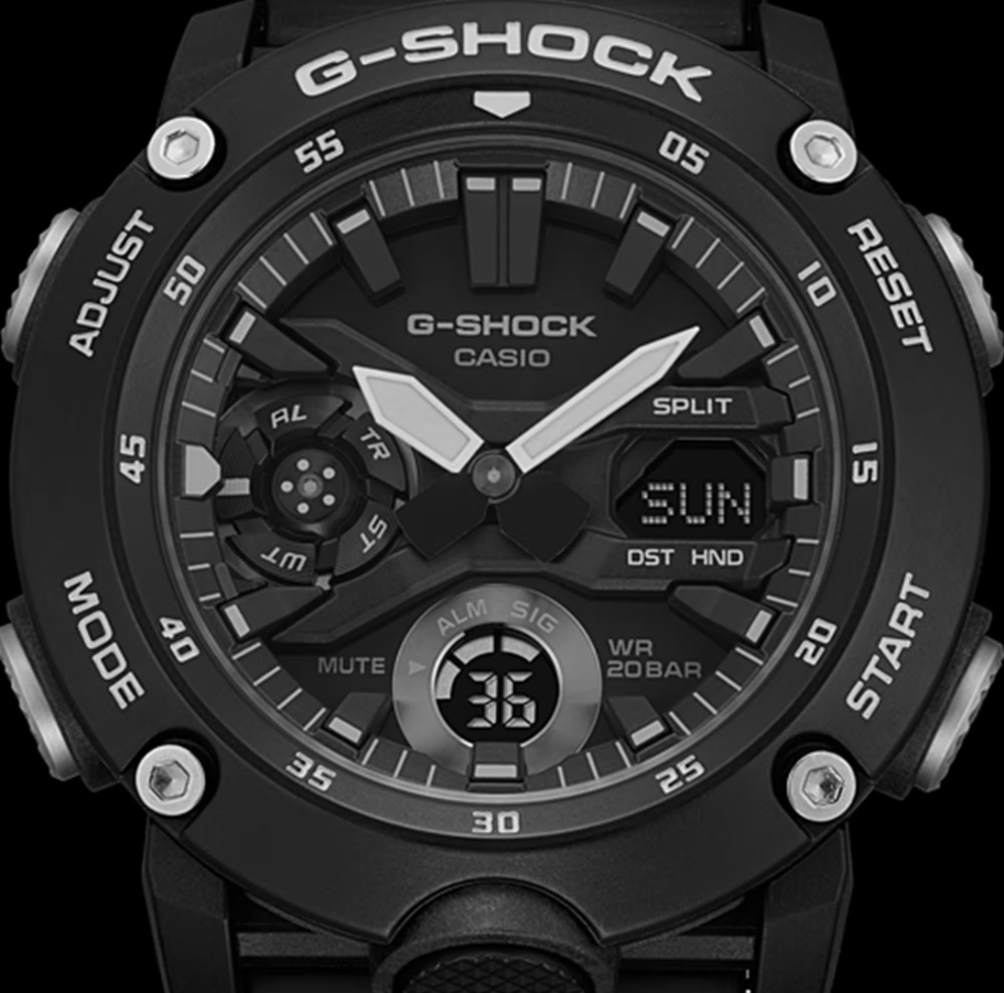 Casio G-Shock GA-2000S-1A Carbon Core Guard Analog-Digital Quartz Black Watch