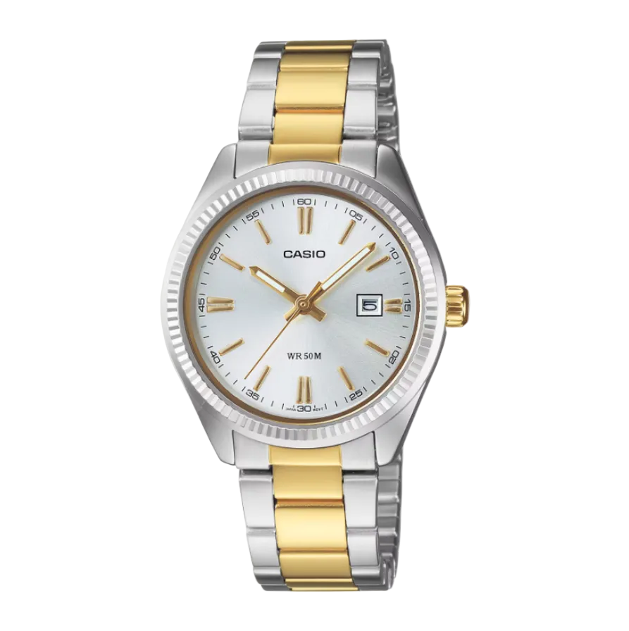 Casio LTP-1302SG-7A Classic Quartz Date Silver Dial Two-Tone Stainless Steel Watch