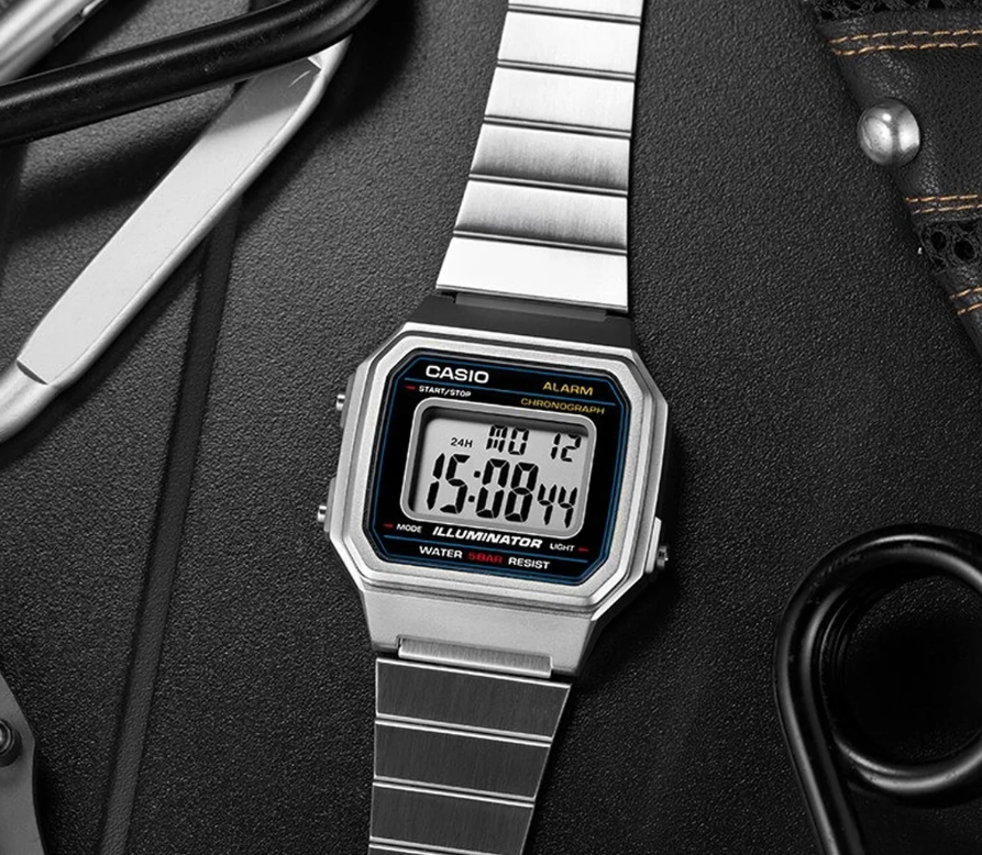 Casio B650WD-1A Vintage Digital Quartz Chronograph Stainless Steel Watch (B650WD-1A)