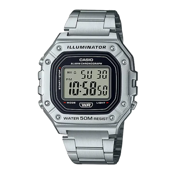 Casio Illuminator W-218HD-1A Quartz Digital Chronograph Stainless Steel Watch (W218HD-1A)