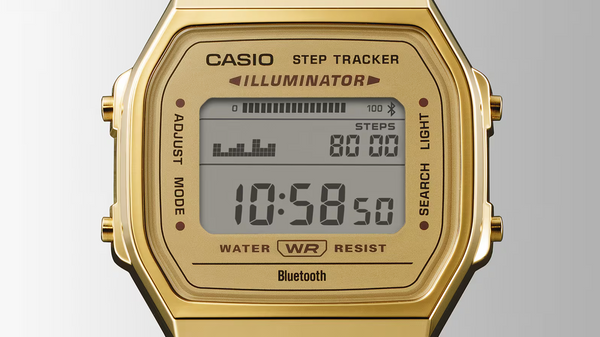 Casio Vintage Step Tracker Bluetooth Illuminator Gold-Tone Digital Watch (ABL-100WEG-9ADF)