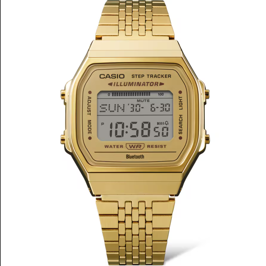 Casio Vintage Step Tracker Bluetooth Illuminator Gold-Tone Digital Watch (ABL-100WEG-9ADF)