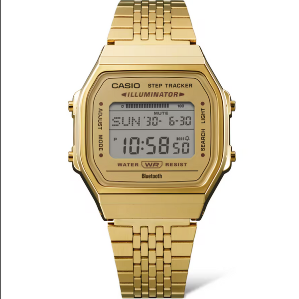 Casio Vintage Step Tracker Bluetooth Illuminator Gold-Tone Digital Watch (ABL-100WEG-9ADF)
