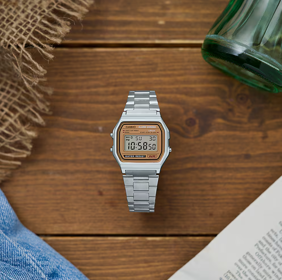 Casio Vintage A158WEA-9DF Quartz Digital Bronze Dial Stainless Steel Watch