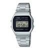 Casio A158WEA-1DF Vintage Digital Quartz Stainless Steel Watch with Black Dial