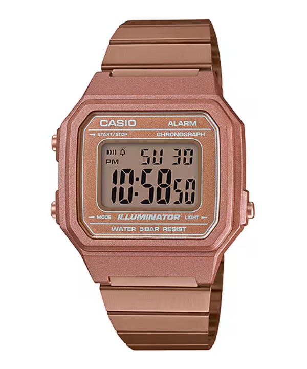 Casio B650WC Vintage Quartz Digital Rose Gold Ion-Plated Stainless Steel Watch (B650WC-5ADF)