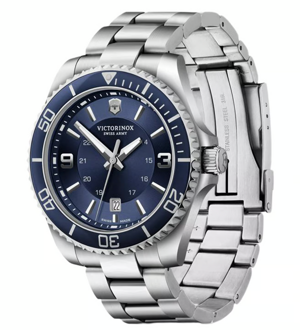 Victorinox Maverick Quartz Blue Dial Stainless Steel Watch 34mm (241609)
