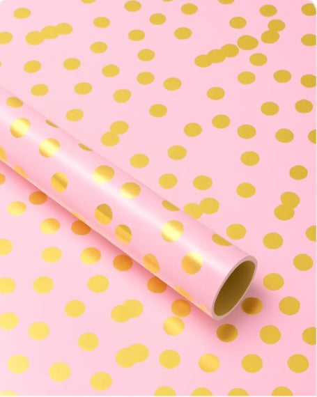 Pink & Gold Polka Dots Gift Wrap