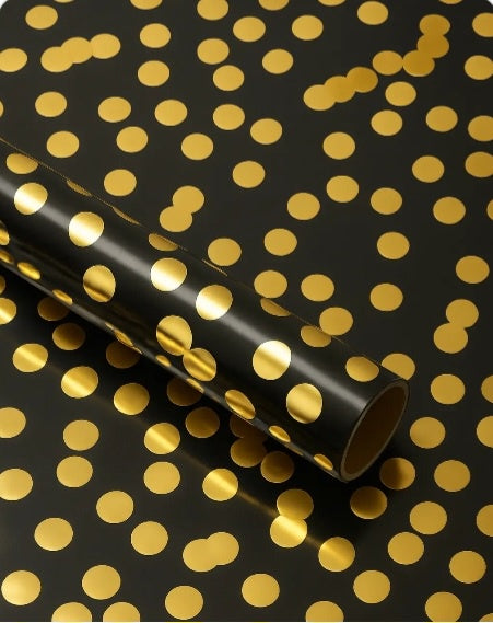 Black & Gold Polka Dots Gift Wrap