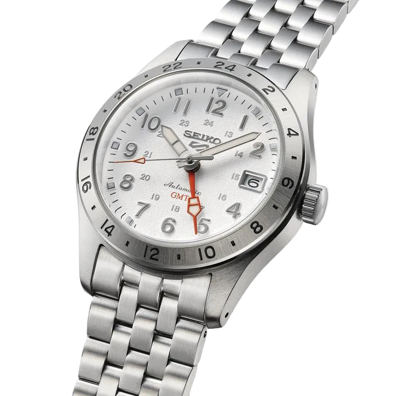 Seiko 5 Sports Overwhite Field GMT Automatic White Dial Stainless Steel Watch (SSK059K1) - Cassim & Co South Africa