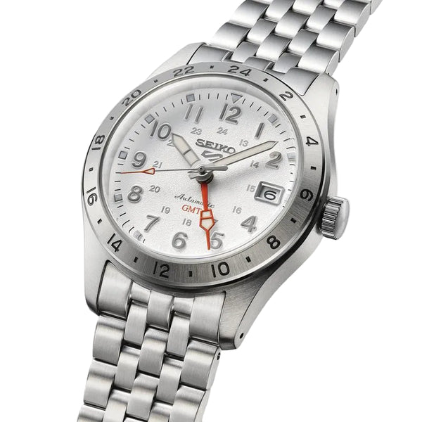 Seiko 5 Sports Overwhite Field GMT Automatic White Dial Stainless Steel Watch (SSK059K1) - Cassim & Co South Africa