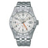 Seiko 5 Sports SSK059K1 front view showing white textured dial and orange GMT hand