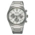 Seiko Sport Chronograph SSB451P1 quartz watch with silver tapisserie dial, grey sub-dials, stainless steel integrated bracelet, and 40mm case