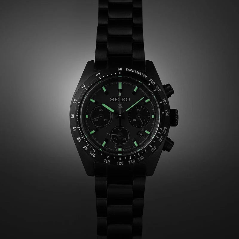 Seiko Prospex Speedtimer Solar Chronograph Black Dial Black Ion-Plated Watch (SSC917P1)